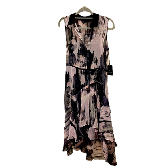 * Simply Vera Vera Wang Abstract Midi Dress - Black and Purple - Picture 1 of 7